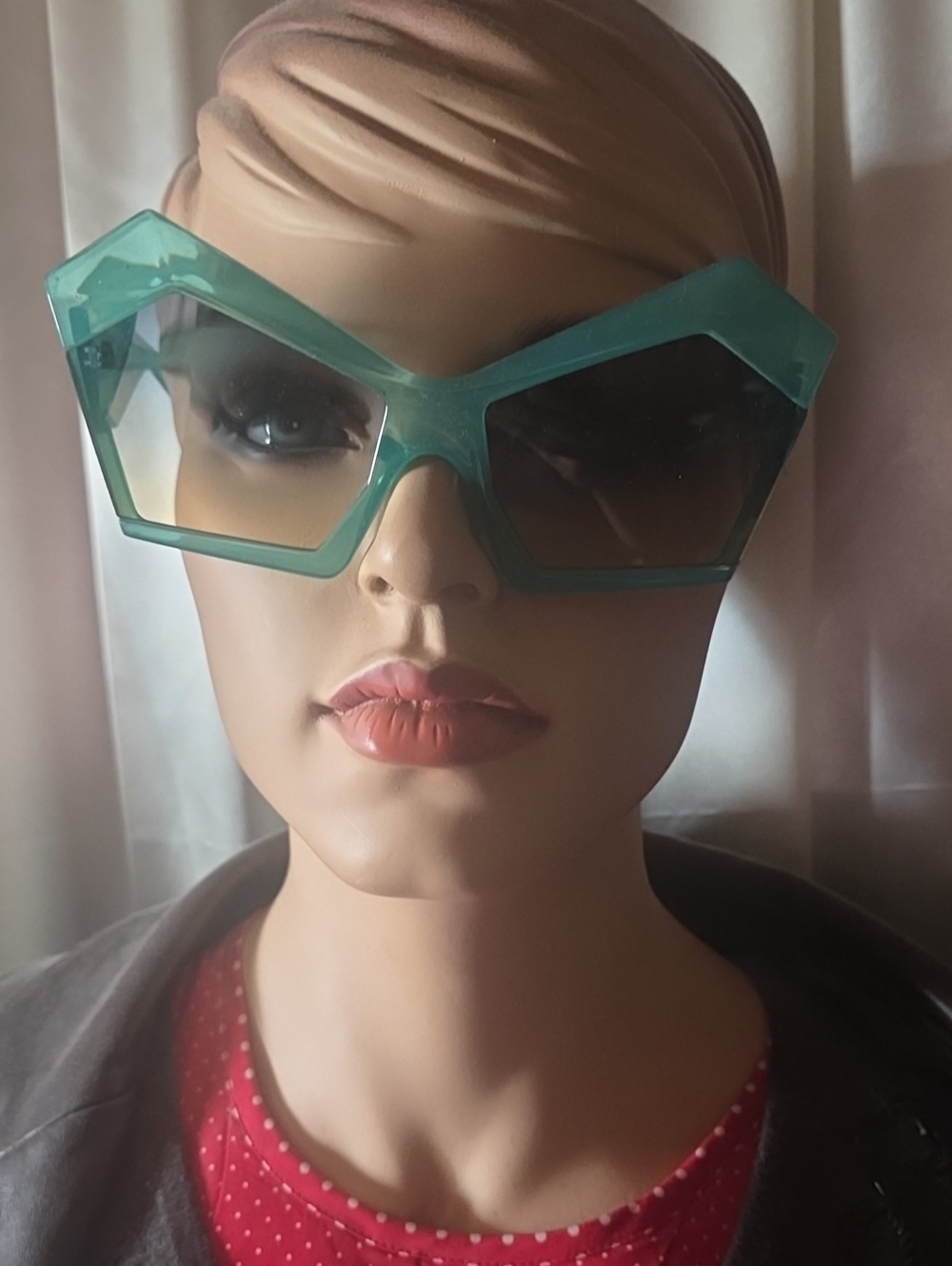 Stylish Oversized Geometric Sunglasses - Teal